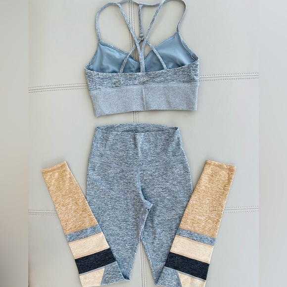 NWOT ALO Yoga Alosoft 2-Piece SET MED Bra Top + XXS Legging in Blue-Gray Heather - Picture 7 of 16